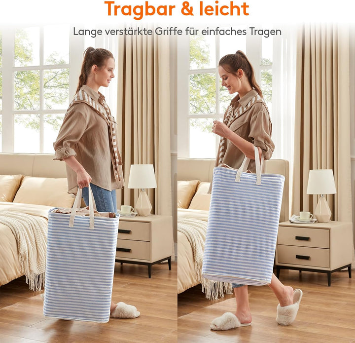 Lifewit 3 Stück 80L Wäschekorb aufrecht, zusammenklappbarer wasserdichter grosser Wäschekorb mit lei