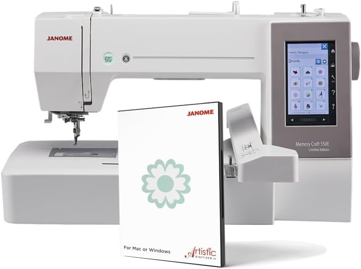 Janome MC 550E LIMITED EDITION Stickmaschine mit 4 Stickrahmen, 360 x 200 mm Stickfläche inklusive A