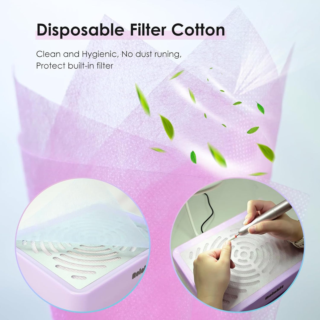 Staubabsaugung für Nägel mit Lampe und 50 Einwegfilter, Nagelstaubsauger mit Bürste für Nagelstudio