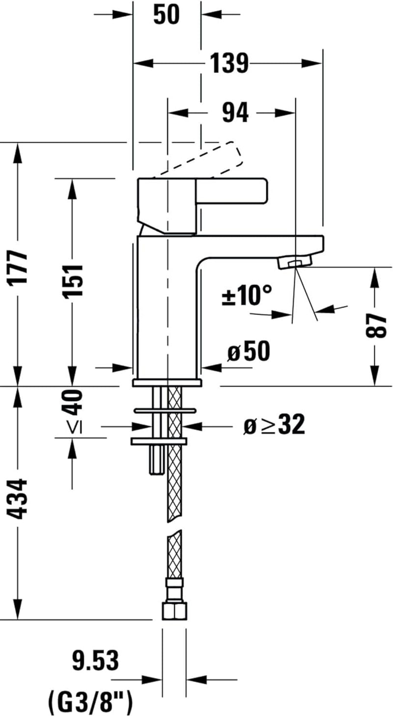 Duravit D-Neo Waschtischarmatur, Grösse S (Auslauf Höhe 87 mm). Wasserhahn Bad in Chrom S ohne Zugst