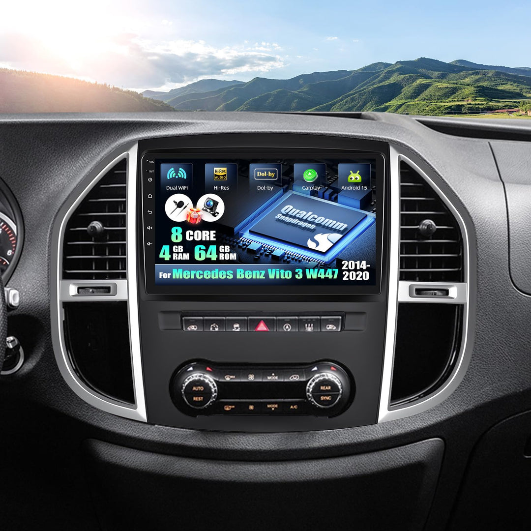 4G+64G CAMECHO Android 15 Qualcomm Octa Core Autoradio für Mercedes Benz Vito 3 W447 mit Carplay And