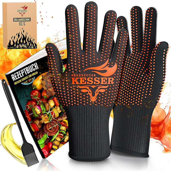 KESSER® Grillhandschuhe hitzebeständig bis 500° XXL | Ofenhandschuhe Atmungsaktiv & mit rutschfestem