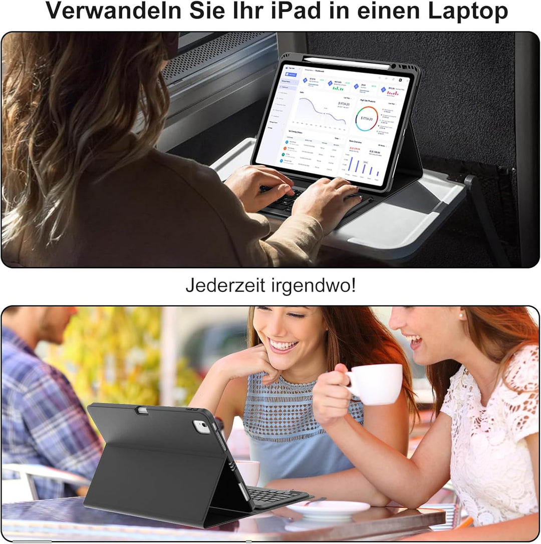 Hülle mit Tastatur für iPad Pro 12.9 Zoll 6ª 2022 /5ª 2021/4ª 2020/3ª Gen 2018, QWERTZ Deutsches Mag