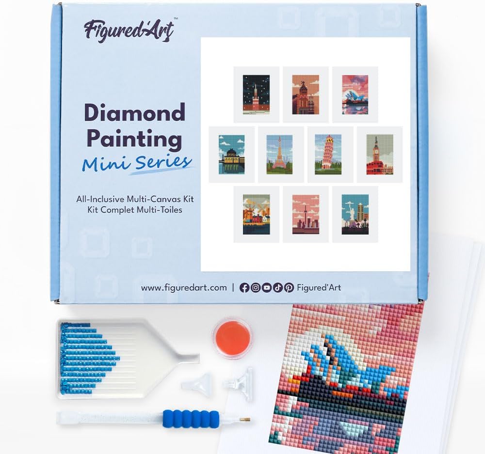 Figured'Art Mini Serie Diamond Painting Erwachsene - Weltstädte - Premium-Box mit 10 Stück 15x18 cm