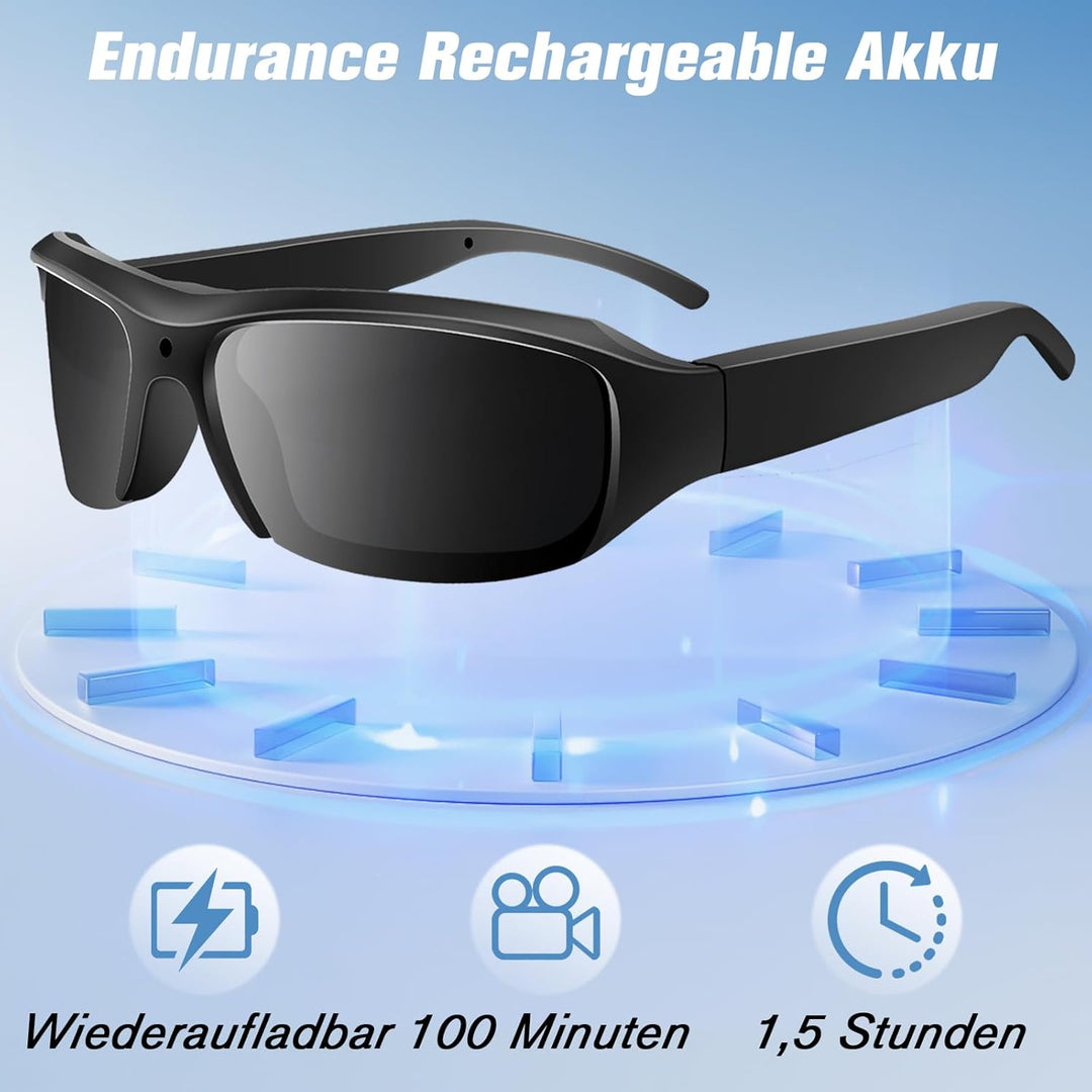 Action Cam, 32GB Sportbrille mit Kamera, Mini Actionkamera 1080P HD, Kleine Videokamera Sonnenbrille