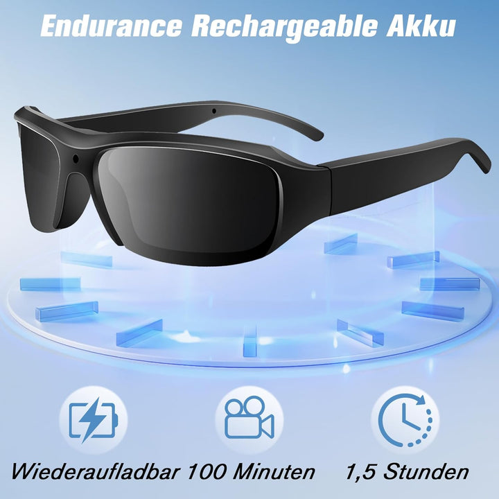 Action Cam, 32GB Sportbrille mit Kamera, Mini Actionkamera 1080P HD, Kleine Videokamera Sonnenbrille