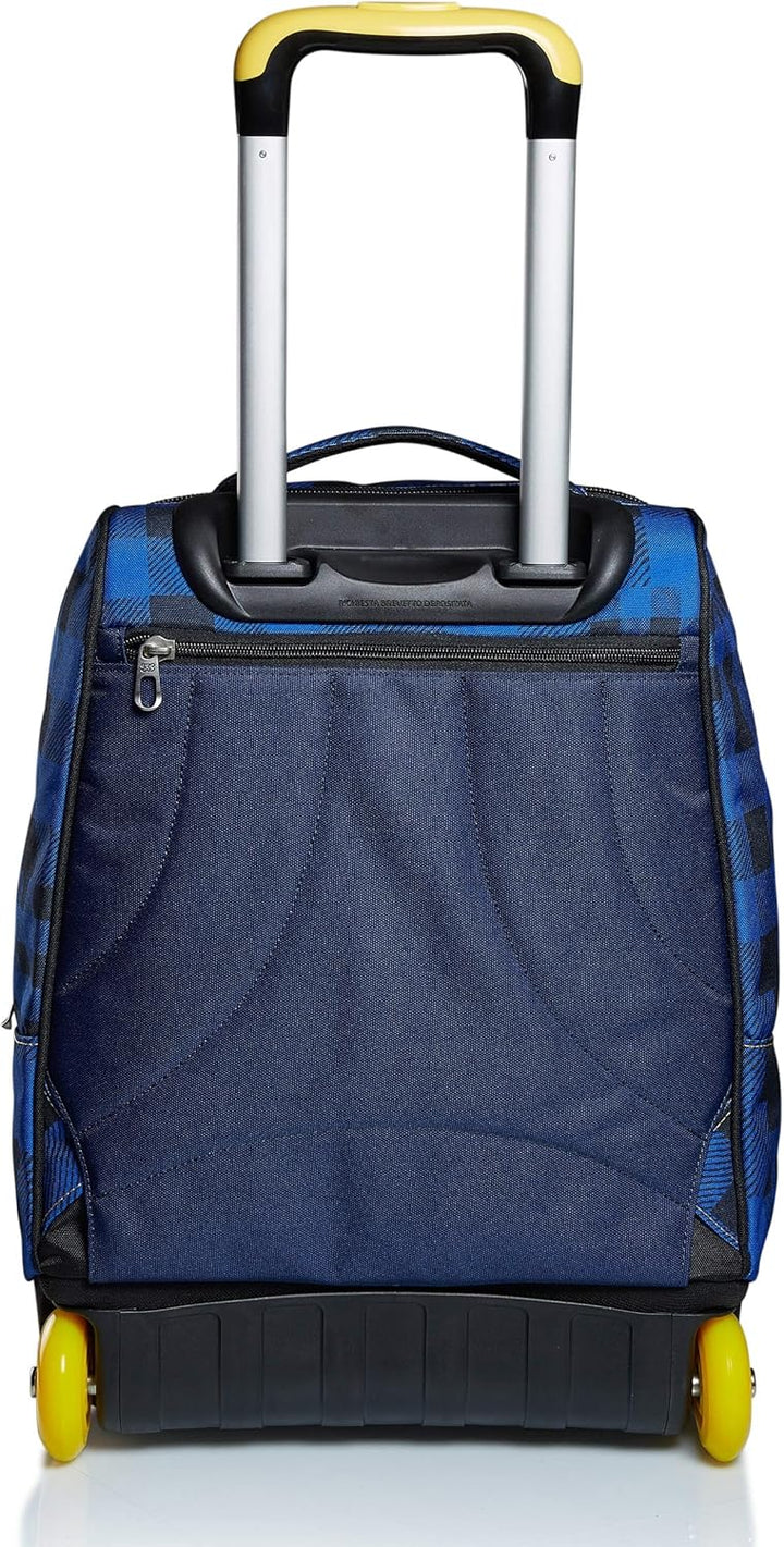SEVEN TROLLEY Check, blau, einziehbare Schultergurte, 2-in-1-Rucksack mit Crossover-System, Schule &