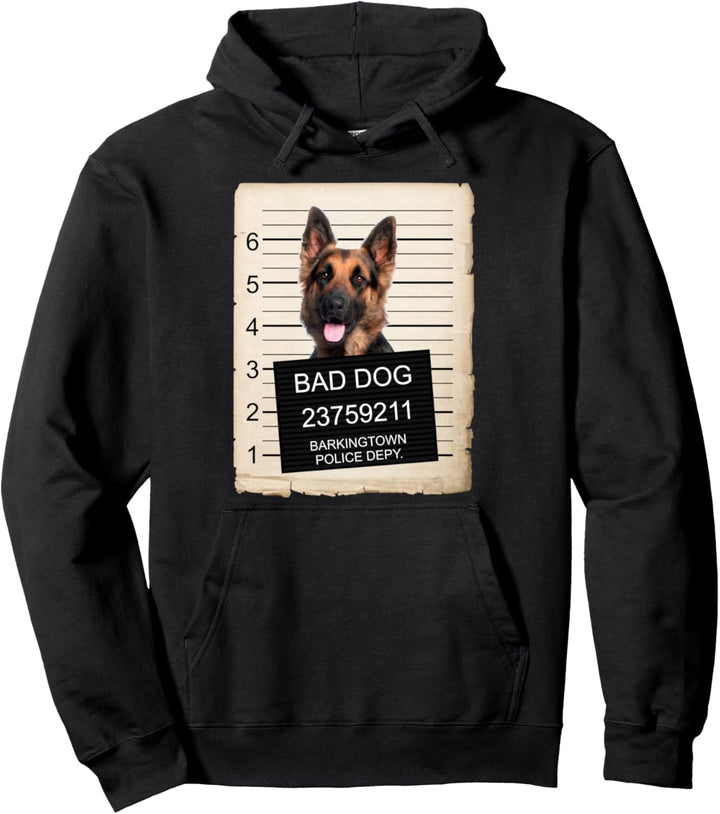 German Shepherd Dog mug shot bad dog Pullover Hoodie