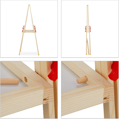 Relaxdays Standtafel Kinder, höhenverstellbar & magnetisch, Holz, Whiteboard & Kreidetafel, 81-104 x