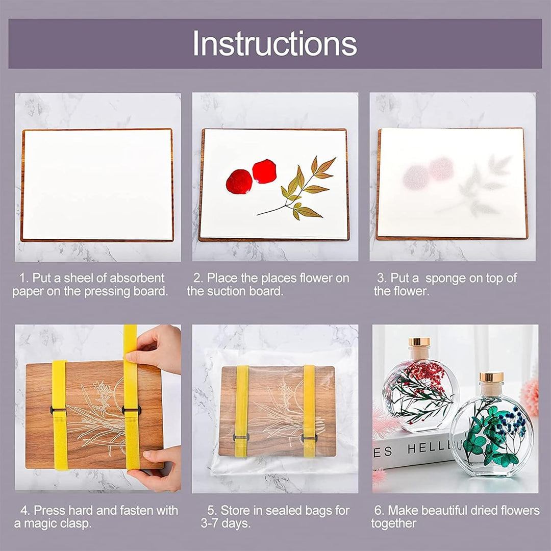 WANDIC Blumenpresse-Set, fortschrittliches Pflanzenpressebuch, grosses Holzkunst-Set für DIY-Kunstha