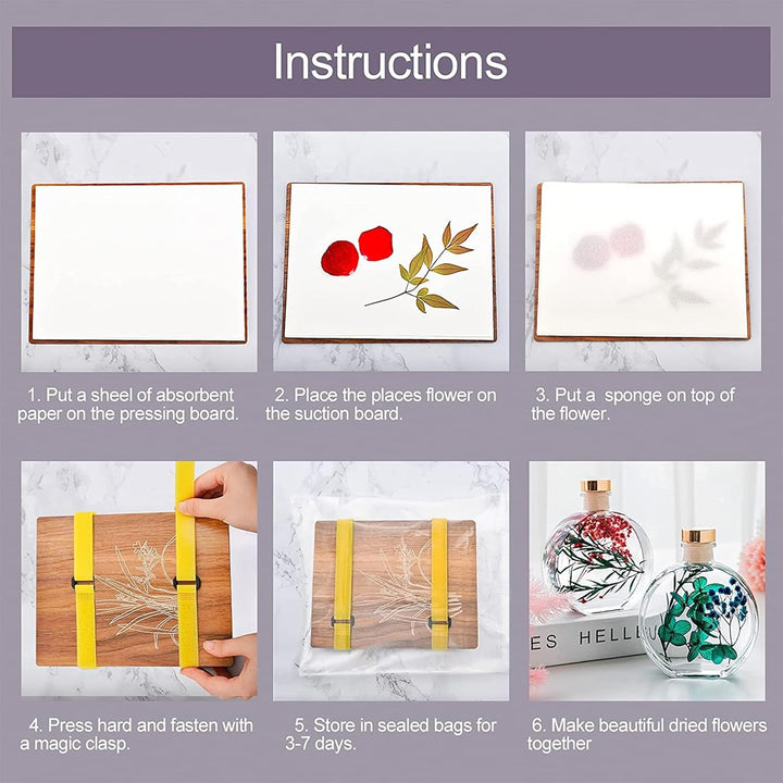 WANDIC Blumenpresse-Set, fortschrittliches Pflanzenpressebuch, grosses Holzkunst-Set für DIY-Kunstha