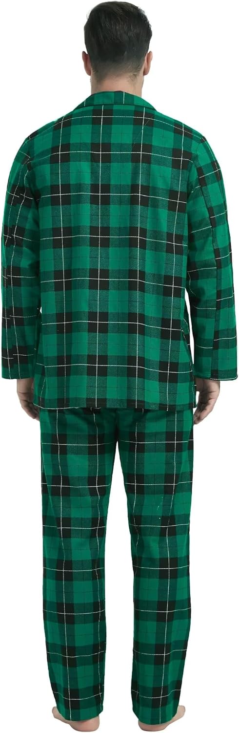 Amaxer 100% Baumwolle Herren Flanell Pyjamas Set Herren Pyjamas Home Fashion Pyjamas Langarm Hosen S