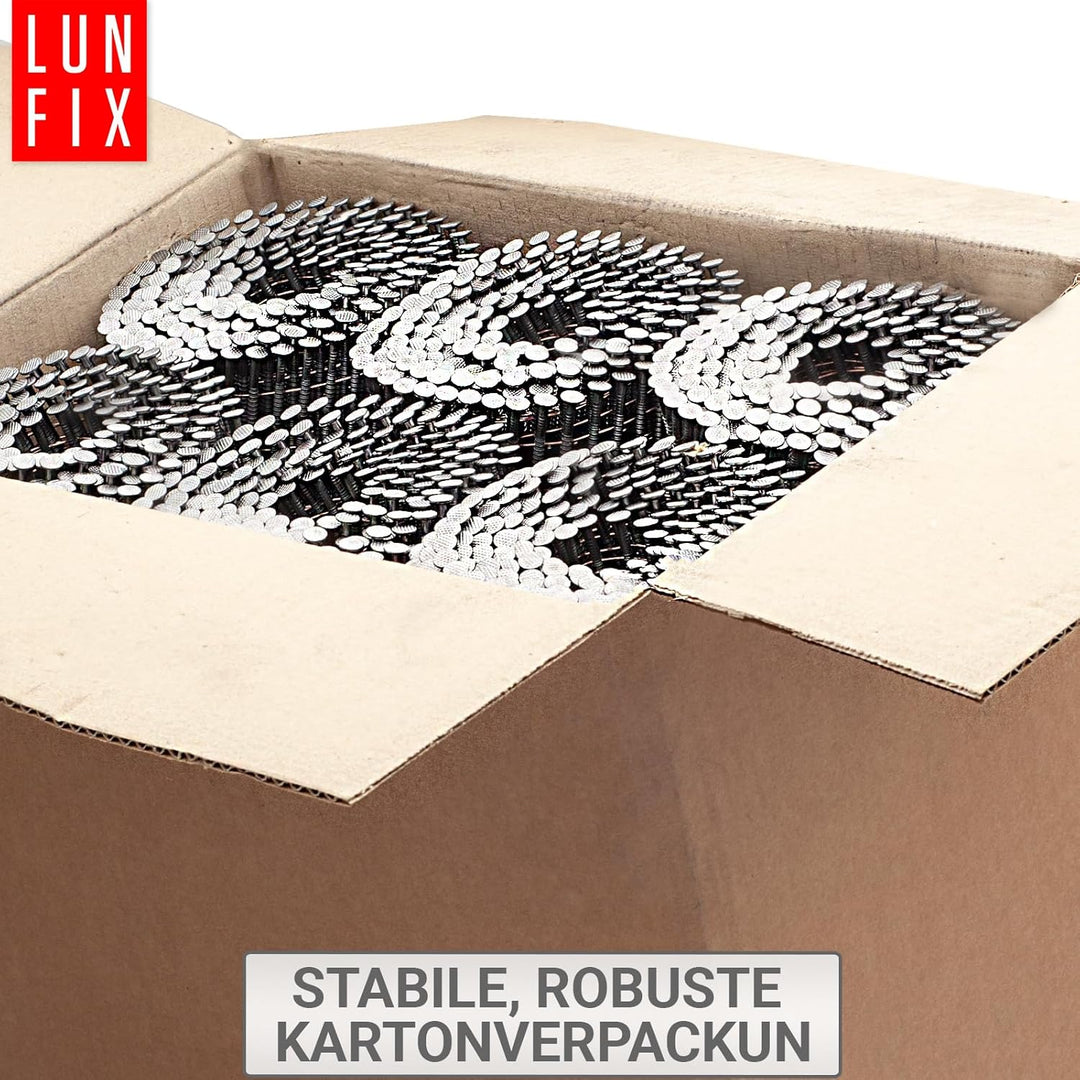 4500 Stk. 16° Coilnägel Ringschaft 2,8x80 mm aus Stahl unverzinkt, drahtgebunden auf Spule – für Nag
