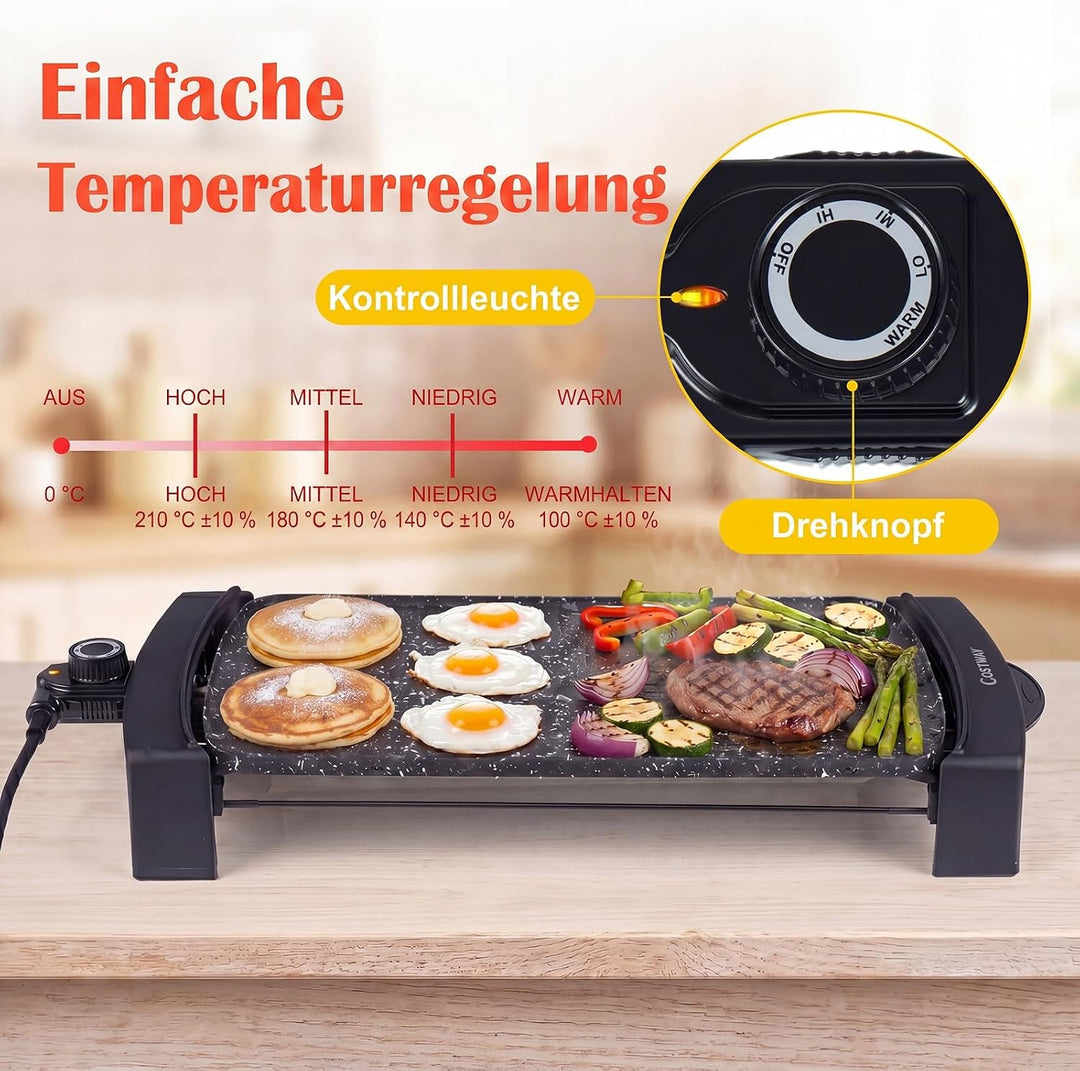 COSTWAY Elektrogrill, 2150 W Tischgrill elektrisch mit Doppelzone