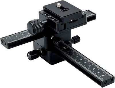 KIWIFOTOS FC-1II Professionelle Einstellschlitten - 4-Wege Makroschiene Focusing Rail Slider mit Arc