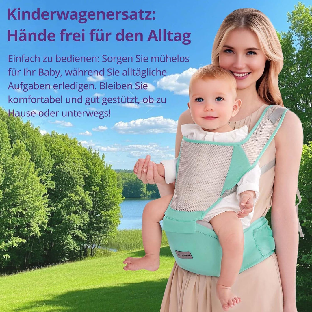 Ergonomische Babytrage mit Verstellbarem Gurt - 6-in-1 Neugeborenen-Kleinkind-Tragetuch, Atmungsakti