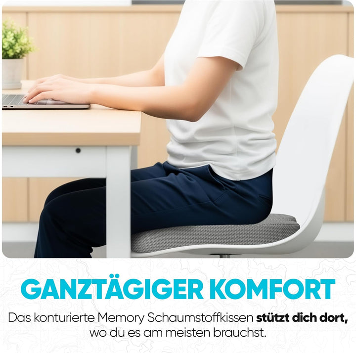 FORTEM Sitzkissen, Sitzpolster, Bürostuhlkissen, Memory-Schaum Schreibtischstuhl Kissen, Rutschfeste