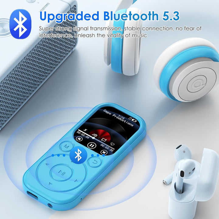 64GB MP3 Player Bluetooth 2,01 Zoll Tragbare MP3-Player mit Ultra-HD-Bildschirm 300mAh Akku HiFi Sou