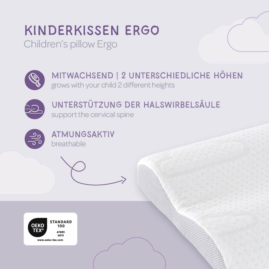 Träumeland T065001 Kinderkissen Basic - atmungsaktives und mitwachsendes Kissen für optimalen Schlaf
