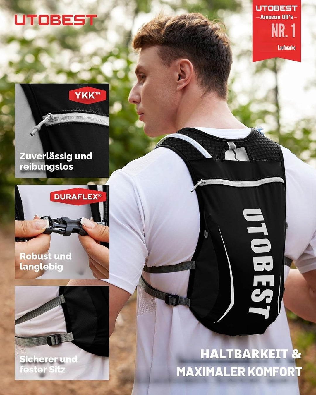 UTOBEST Trinkrucksack 5L Herren Damen Ultraleicht Laufrucksack für Laufen,Marathon,Jogging,Radfahren
