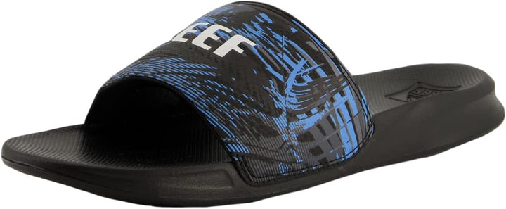 Reef Men's One Slide Flip Flop Sandal Grey Tan 40 EU Black Faded Palm, 40 EU Black Faded Palm