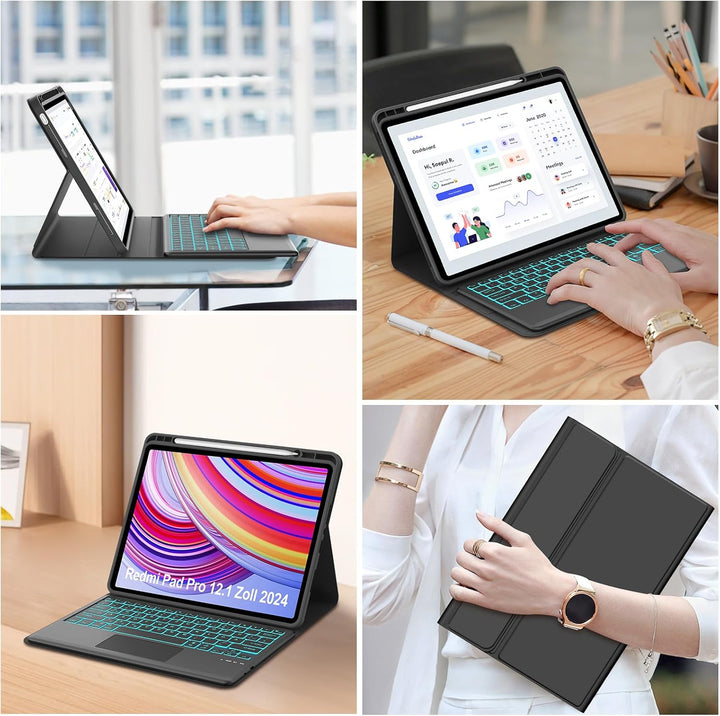 IVEOPPE Tastatur für Redmi Pad Pro 12.1, Hülle Tastatur für Redmi Pad Pro 2024 Con Touchpad, Bluetoo