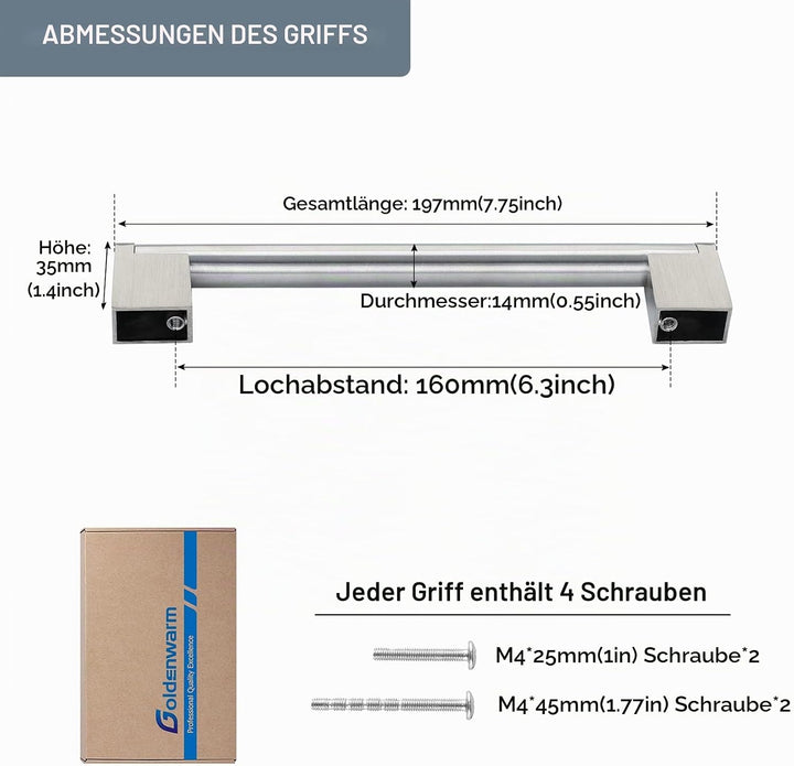 goldenwarm 20 Stück Schrankgriffe Griffe für Küchenschränke Möbelgriffe Vintage Küchengriffe Edelsta
