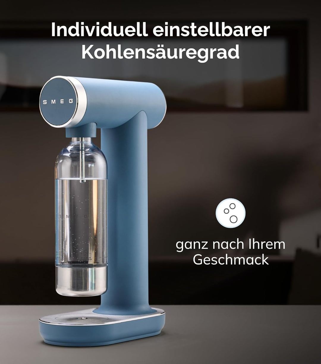 Smeg SKC01WHM Soda Maker, rutschfeste Füsse, platzsparendes Design, 800 ml, Mattweiss Einheitsgrösse