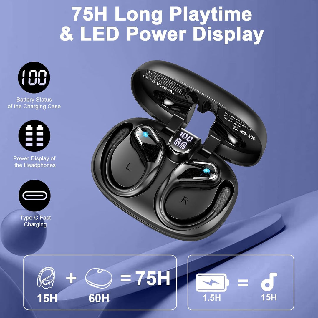 Bluetooth Kopfhörer Sport, 75Std Kopfhörer Kabellos Bluetooth 5.4, 3D Stereo, In Ear Kopfhörer 4 ENC