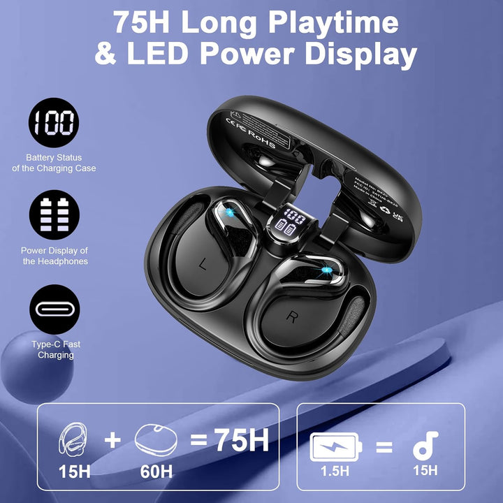 Bluetooth Kopfhörer Sport, 75Std Kopfhörer Kabellos Bluetooth 5.4, 3D Stereo, In Ear Kopfhörer 4 ENC
