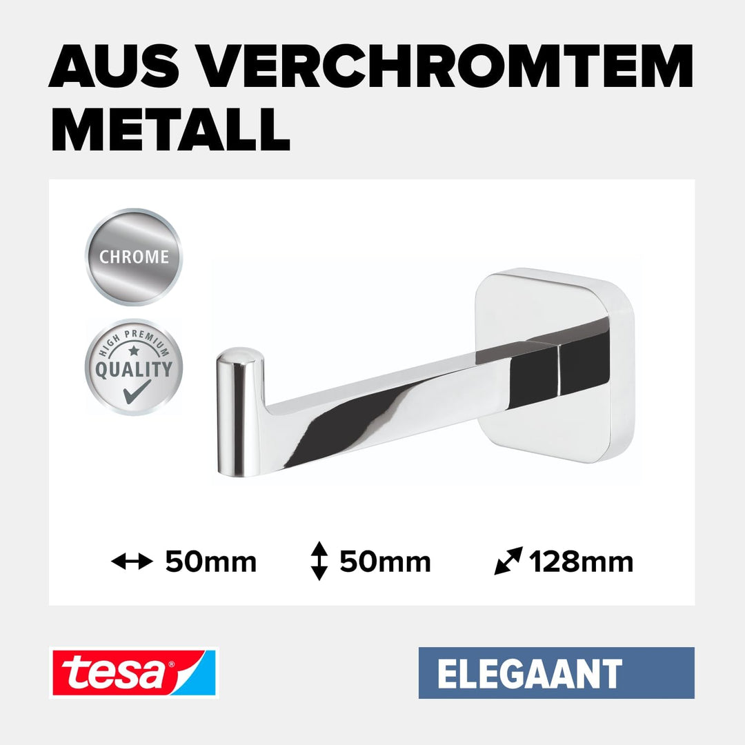 tesa ELEGAANT Ersatzrollenhalter für Toilettenpapier, verchromt - zur Wandbefestigung ohne Bohren, i