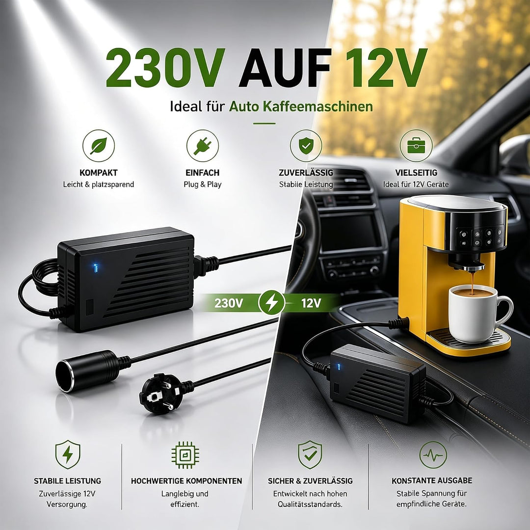 RGBER Spannungswandler 230V auf 12V, 230V auf 12V, Umwandler 230 auf 12 Volt, Gleichrichter 230V auf