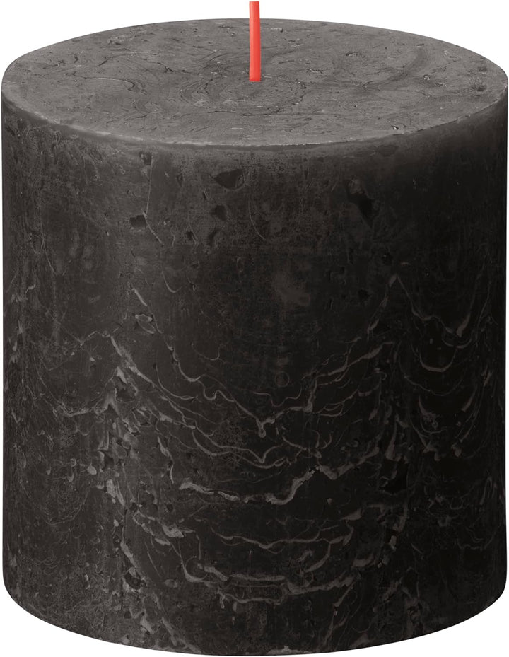 Bolsius Rustik Stumpenkerze XXL - Anthrazit - 3 Stück - 10 x 10 cm - Dekorative Haushaltkerzen - Län