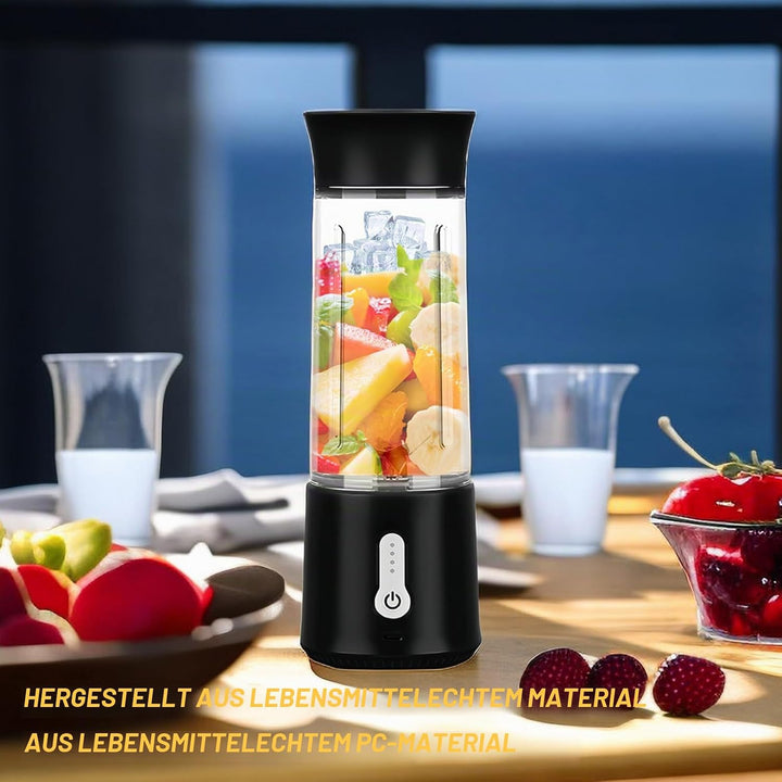 Vegena Smoothie Maker, Tragbarer Mixer 500mL, Blender, Schwarz Portable Blender, Wiederaufladbarer 4