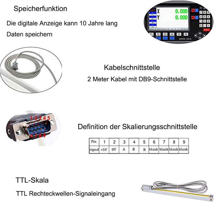 2 Achse LCD Digitalanzeige Kit ToAuto Digitalanzeige mit 2 Axis Linear Massstab für CNC-Fräsen Elekt