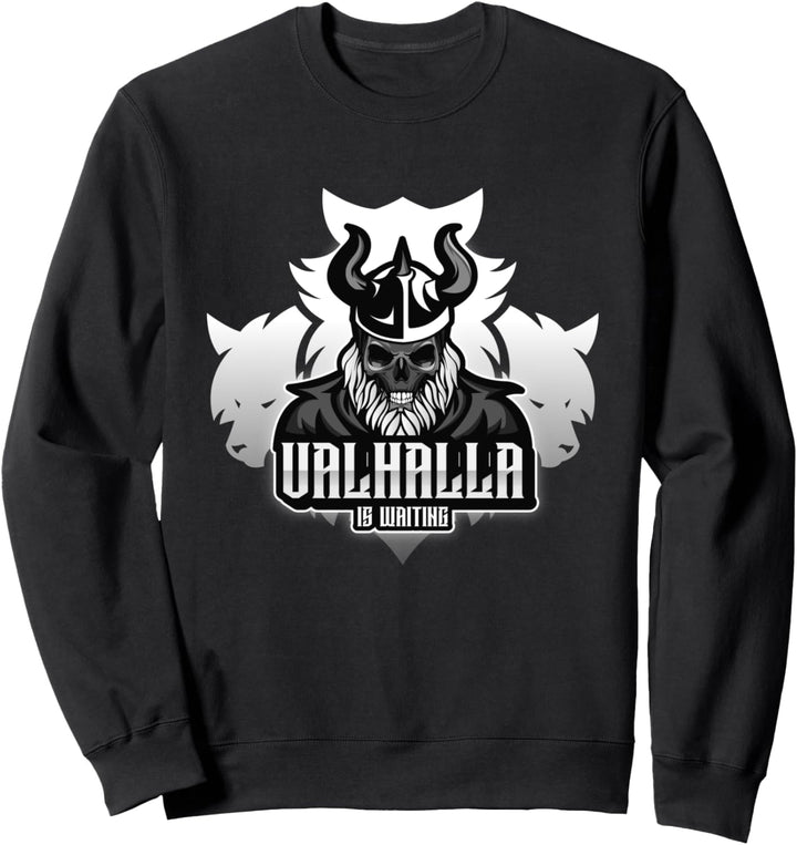 Valhalla Is Waiting Wikinger Wölfe Odin Krieger Spruch Sweatshirt
