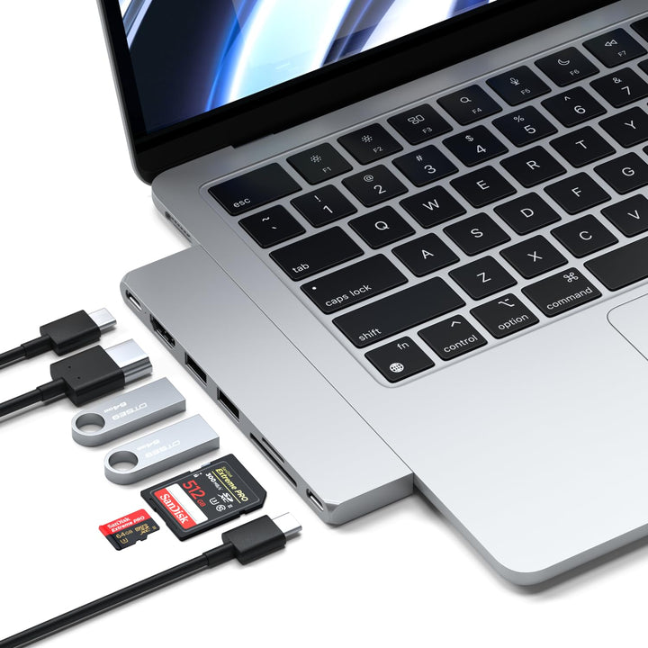 Satechi USB-C Hub Multiport Adapter Pro Slim, 7 in 1 Dongle – Für MacBook Pro/Air M2 mit USB 4 Port,