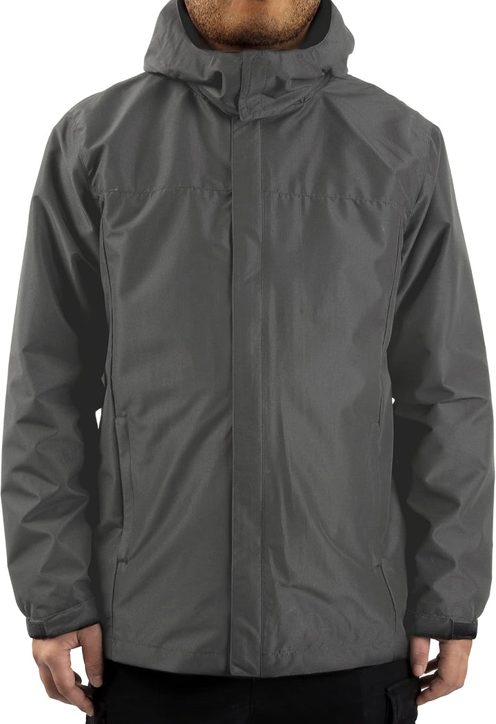 Herren Regen Jacke mit Kapuze wasserdicht leichte Jacke und Reissverschlusstaschen Regenmantel für O