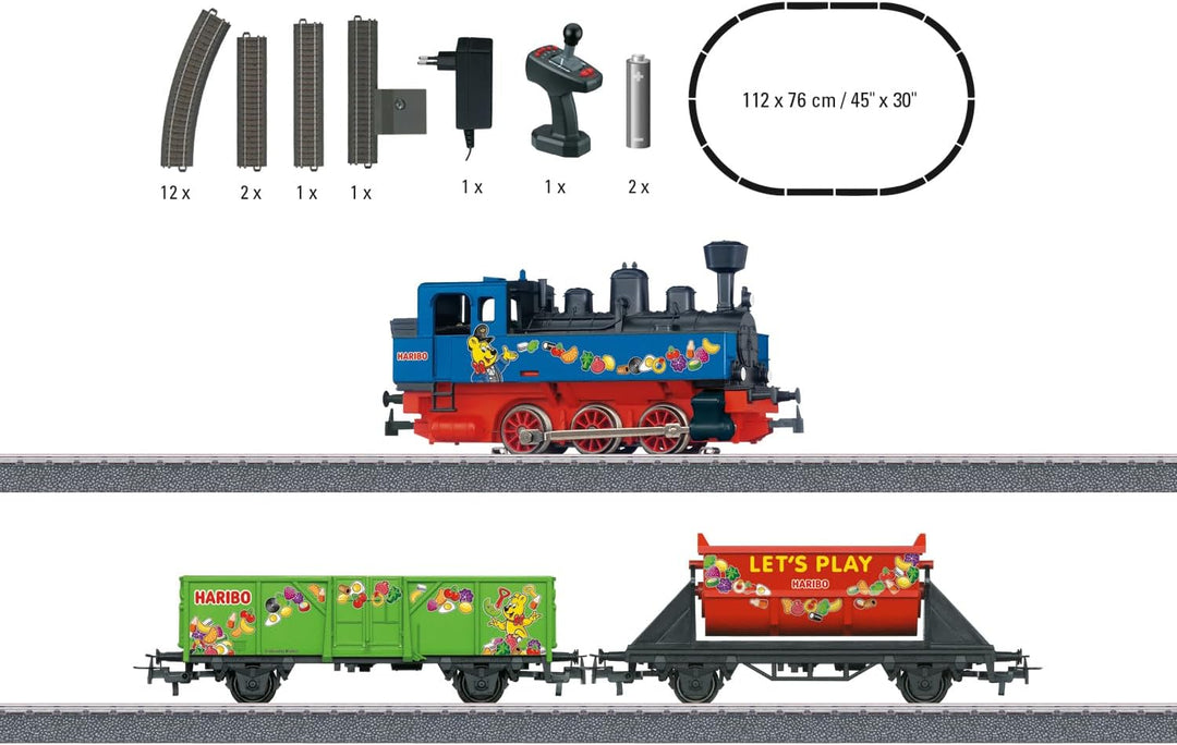Märklin 29132 Start up - Haribo Startpackung - Modellbahnset, Detailgetreu, Lokomotive mit Wagons -