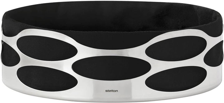 Stelton x-28-3 Embrace Brotschale, Edelstahl, schwarz , 23 x 23 x 7 cm, Schwarz