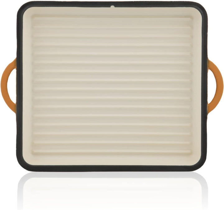 Mahlzeit Gusseisen Bräter emailliert | 10,8 Liter | Sunny Orange | Bräter 2in1 mit Bratpfanne | Brät