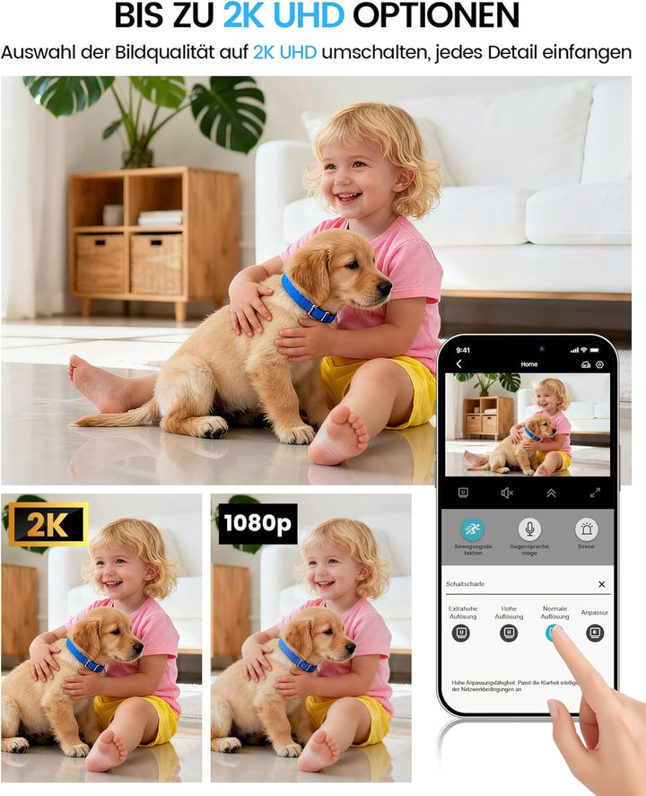 WeChip Mini Kamera, 2K HD Überwachungskamera Innen Für Live Übertragung Handy APP,WiFi & Bluetooth K