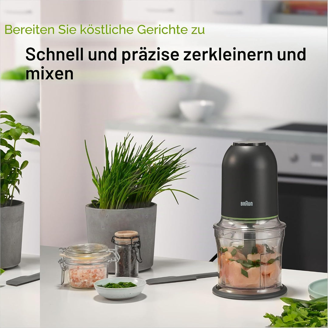 Braun MultiPractic 3 CH3011BK Zerkleinerer mit 4 Edelstahlklingen, One-Push-Funktion, Eiszerkleinere