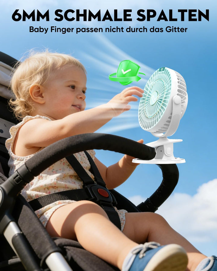 COZII Mini Ventilator, USB Ventilator Leise Clip Ventilator mit LED-Anzeige, 720° Drehung & 5 Geschw