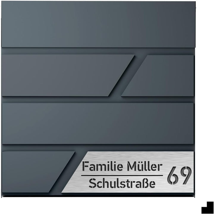 Julia Personalisierter Briefkasten Anthrazit (RAL7016) mit Zeitungsfach: Wetterbeständigkeit, Funkti