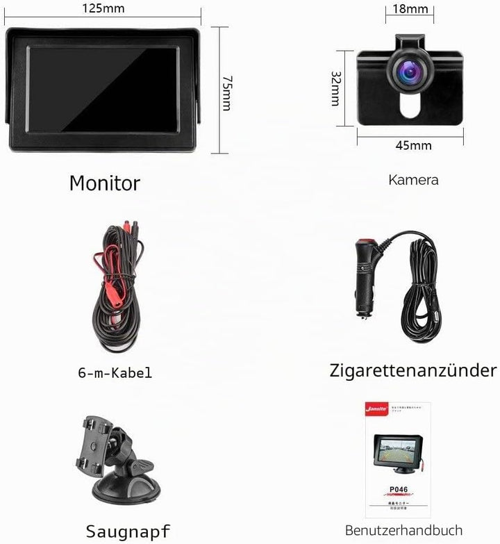 Rückfahrkamera mit Monitor Rückfahrkamera Auto IP68 Wasserdicht Nachtsicht Einparkhilfe System 4.3''