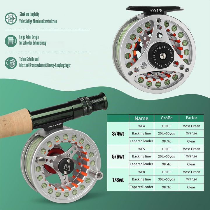 sprinton Maximumcatch Extreme Fliegenrute Combo 3/4/5/6/7/8wt Fliegenrute und Fliegenrolle Outfit mi