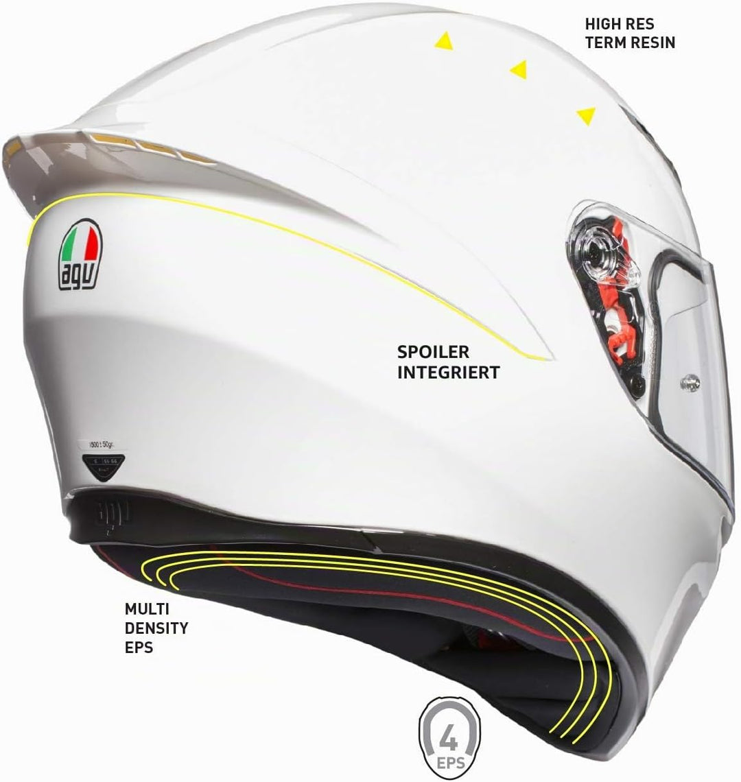 AGV K1 ECE 22-05 Solid Motorrad Integralhelm ECE 22-05 Sport, Weiss, L Weiss L, Weiss L