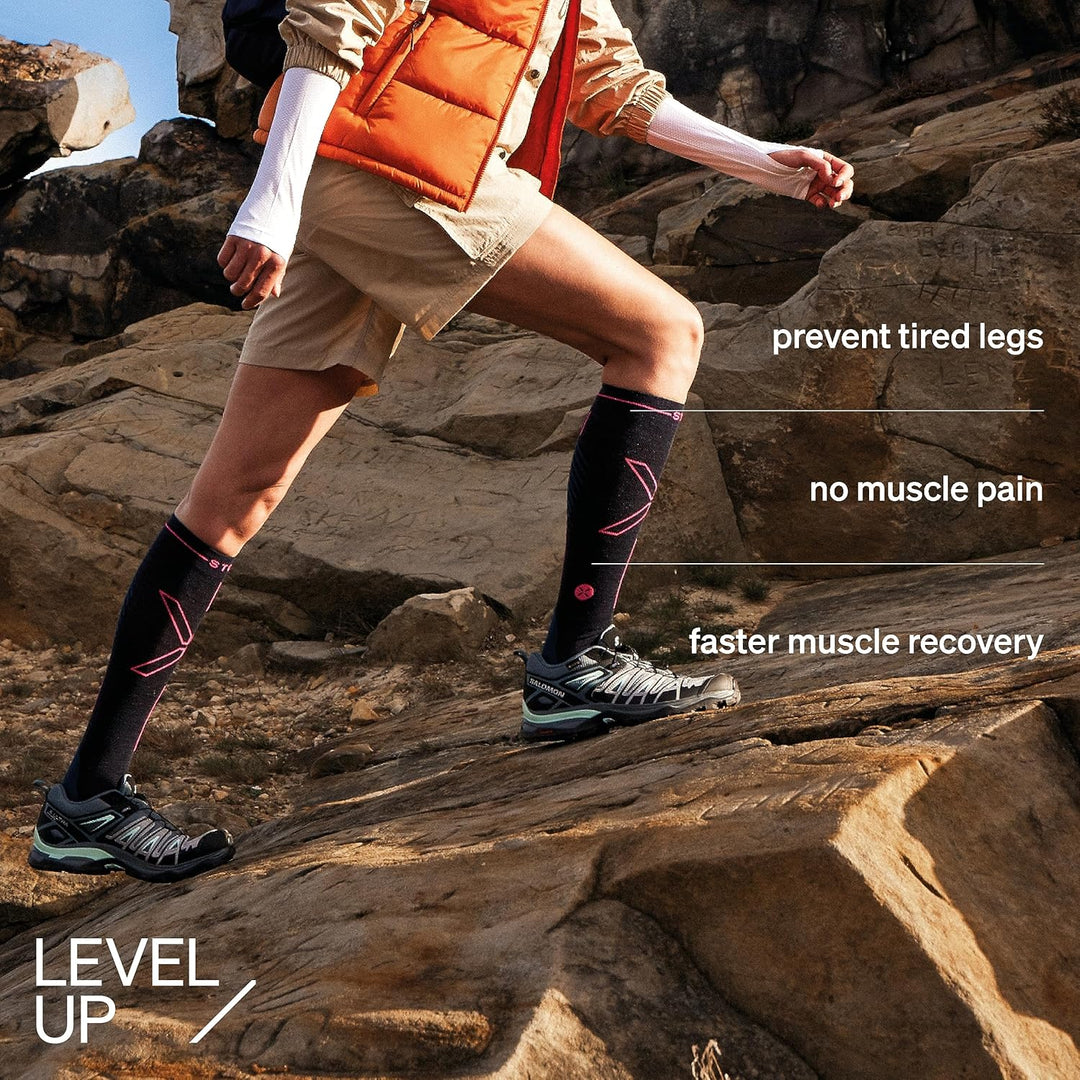 STOX Energy Socks, Wandersocken Damen, Kompressionklasse 23-32 mmHg, Wandern, Kompressionsstrümpfe,