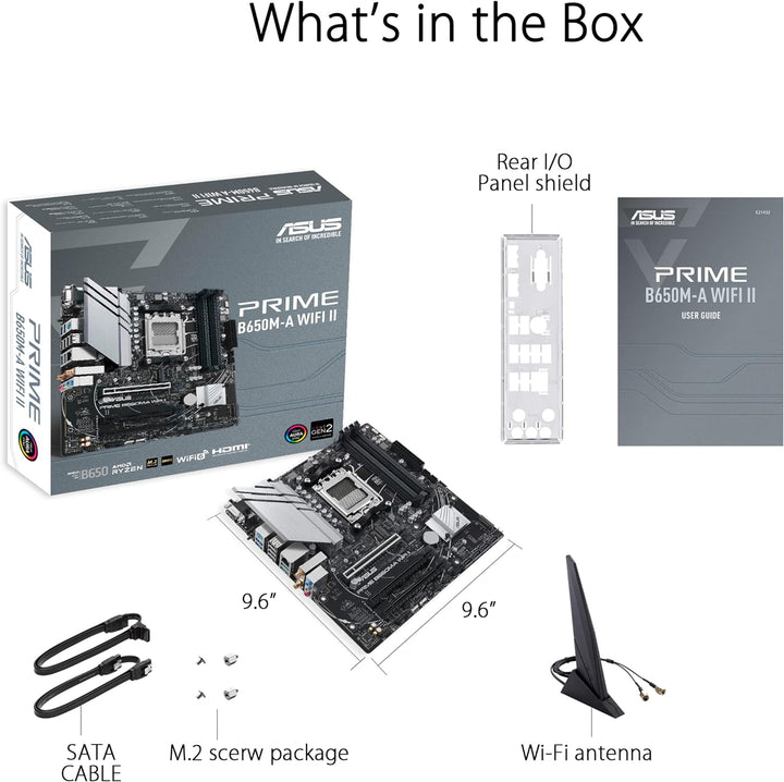 ASUS Prime B650M-A WIFI Gaming Mainboard Sockel AMD AM5 (Ryzen 7000, micro-ATX, DDR5 Speicher, PCIe